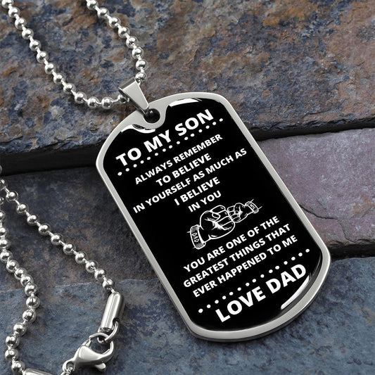 Dog Tag | To My Son | Always Remember White